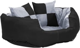 vidaXL Obojstranný umývateľný pelech pre psov sivý a čierny 65x50x20cm