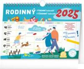 Týdenní rodinný plánovací kalendář s háčkem 2025, 30x21 cm