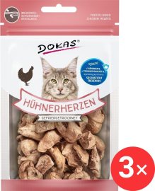 Dokas Mrazom sušené kuracie srdiečka pre mačky 3x15g