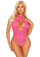 Leg Avenue Lace and Net Keyhole Crossover Teddy - cena, srovnání