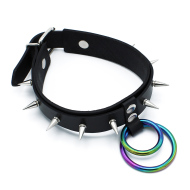 Kiotos Leather Spiked Collar Double Rainbow O-Ring - cena, srovnání