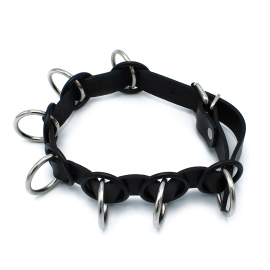 Kiotos Leather Collar with 7 Statement Rings