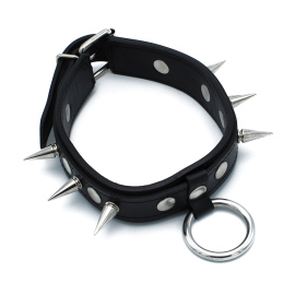 Kiotos Leather Spiked Collar with O-Ring