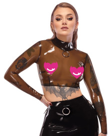 LateX Latex Crop Top with Long Sleeves