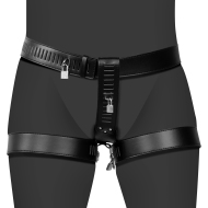 Ouch! PU Leather Female Chastity Belt with Leg Restraint - cena, srovnání