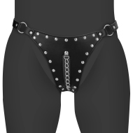 Ouch! PU Leather Chastity Thong with Chain Detail - cena, srovnání