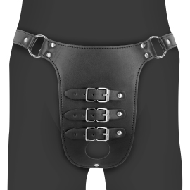 Ouch! PU Leather Chastity Belt with Straps